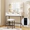 White Vanity Set with 3-Color LED Mirror, Charging Station & Storage